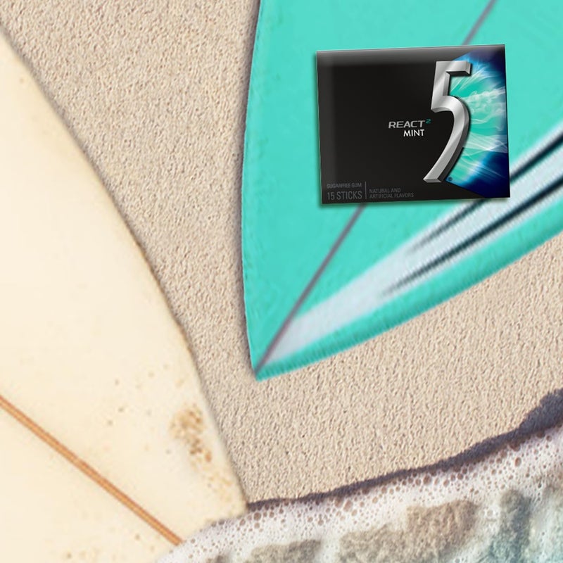 5 GUM React Mint Sugar Free Chewing Gum Bulk, 15 Stick (10 Pack) - Image 4